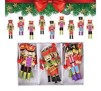 Décoration de Noël Casse-Noisette,9Pcs Casse Noisette en Bois Ornements Suspendus Mini Soldat Casse Noisette Décoration d'arbre Faite à la Main pour Sapin de Noël,Cadeaux de fête