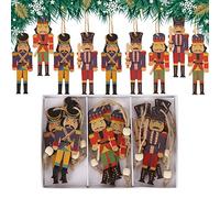 Décoration de Noël Casse-Noisette,9Pcs Casse Noisette en Bois Ornements Suspendus Mini Soldat Casse Noisette Décoration d'arbre Faite à la Main pour Sapin de Noël,Cadeaux de fête（Vintage）