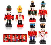 Decoration de Noel Casse-Noisettes, 6 Pcs Mini Casse Noisette Noel pour Enfants, Adultes, 6 cm Casse Noisette Noel Decoration Casse Noisette en Bois pour Fête Noël, Ornement Noël Cadeaux