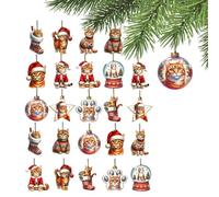 Décoration De Noël Chat,24 Pièces Décorations en Bois Suspendues pour Sapin De Noël | Décoration De Fêtes pour Salle De Classe École Appartement,Petits Espaces Chambre Cuisine