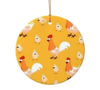 Décoration de Noël circulaire en céramique avec motif poussin de poulet, décoration de Noël pour arbre, décoration de vacances, idée cadeau unique