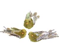 Décoration de Noël Clip Oiseau Vert Paillettes 12cm - Set de 6 décorations de Noël Oiseaux Branches