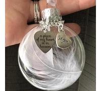 Décoration de Noël commémorative à suspendre en forme de boule en plumes transparentes « I Have an Angel in Heaven » - Décoration commémorative à suspendre pour sapin de Noël - Cadeau pour la perte