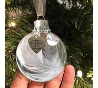Décoration de Noël commémorative à suspendre en forme de boule en plumes transparentes « I Have an Angel in Heaven » - Décoration commémorative à suspendre pour arbre de Noël - Cadeau pour la perte