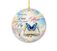 Décoration de Noël commémorative en forme de papillon personnalisé, cadeau pour la perte d'un être cher, décoration en céramique pour sapin de Noël 2025, ornement commémoratif papillon au paradis avec