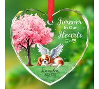 Décoration de Noël commémorative en verre Cavalier King Charles Spaniel, souvenir de perte de chien Cavalier King Charles Spaniel 2025, décoration de chien éternel dans nos cœurs, nom et année