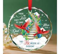 Décoration de Noël commémorative en verre rouge personnalisée 2025, cadeaux pour la perte de papa, maman au paradis, ornements « Those We Love Don't Go Away », décoration de sapin de Noël personnalisé