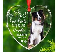 Décoration de Noël commémorative personnalisée pour animal de compagnie, cadeau pour chien, papa, maman, vous avez laissé des empreintes de pattes sur nos cœurs, décoration de Noël en verre avec nom