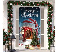 Décoration de Noël Couverture de Porte Joyeux Noël - Bannière de Fond Maison de Tasse de Bonbons - Accessoires de Photo Suspendus, 70,9 x 35,4 Pouces