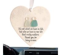 Décoration de Noël d'amitié - Art en forme de cœur pour meilleurs amis - Décoration en céramique - Souvenir - Œuvre d'art pour la maison, le jardin, les vacances, l'extérieur, la fête