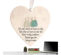 Décoration de Noël d'amitié - Art en forme de cœur pour meilleurs amis - Pendentif en céramique - Décoration souvenir pour la maison, fête, jardin, cuisine, salle - Pour cuisine, vacances, chambre