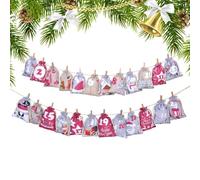 Décoration de Noël de l'Avent réutilisable 24 jours | Vide avec cordon de serrage et chiffres pour vacances, mariage, enfants, adultes, bonbons, jouets, décoration