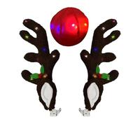 Décoration de Noël de voiture, bois de renne LED avec nez - Décoration extérieure de voiture - Pour camion, véhicule, SUV, fenêtre, toit, décoration de Noël