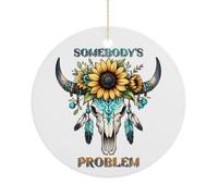 Décoration de Noël, décoration à suspendre pour sapin de Noël avec problème de quelqu'un, drôle, tête de mort, tournesol, souvenir commémoratif, 7,5 cm, ornements ronds en céramique, cadeaux de Noël