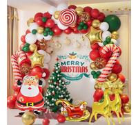 Décoration de Noël Décoration de Noël Maison Ballons de Noël Décoration Merry Christmas Décorations Décorations de Noël Ballons Pape Noël Verts et Rouges avec Renne et Luge Décoration de Noël