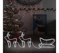 vidaXL Décoration de Noël d'extérieur Renne et traîneau 576 LED