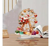 Décoration de Noël d'intérieur pour la maison - 1 pièce - En acrylique - Motif Père Noël - Grande roue - Décoration de table - Convient pour bureau, table de chevet (rouge, 17 x 20 x 0,3 cm)