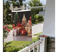 Décoration de Noël, drapeau de cadeau de Noël, 61 x 91 cm, pour extérieur, intérieur, printemps, été, automne, hiver, drapeaux de jardin avec œillets verticaux double face, bannière pour décorations