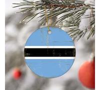 Décoration de Noël - Drapeau du Botswana - Décoration de Noël - Drapeau national - Ornements de Noël pour sapin de Noël - Souvenir rond en porcelaine - Cadeau souvenir pour parents, enfants