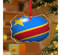 Décoration de Noël du Congo - Carte du monde - Drapeau décoratif - Disques en acrylique transparent - Drapeau de la ville - Souvenir international - Boule de Noël pour décoration d'arbre de Noël