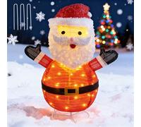 Décoration de Noël éclairée de 80 cm avec Père Noël pliable et chapeau, 45 lumières LED, décorations de Noël pour jardin, cour et intérieur (79 pouces de haut)