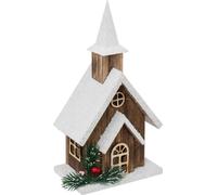 Décoration de Noël église en bois, 27 cm