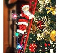 Décoration De Noël électrique du Père Noël avec Musique Et Lumière LED pour Arbres De Noël Décorations Suspendues Père Noël Grimpant électrique sur L’échelle Poupée D’échelle du Père Noël I
