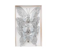 Décoration de Noël élégante en forme de papillon délicat à suspendre avec clip pour arbre et couronne de papillons de tailles assorties