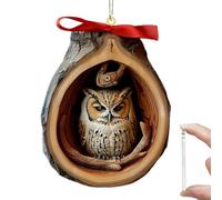 Décoration de Noël en acrylique 2D avec motif animal en forme d'animal - Décorations de forêt à suspendre - Ornements de hibou pour arbre de Noël, cadeaux souvenirs pour amis et famille (B)