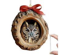 Décoration de Noël en acrylique 2D avec motif animal en forme d'animal - Décorations de forêt à suspendre - Hibou - Cadeaux souvenirs pour amis et famille (A)