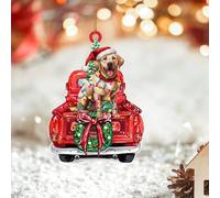 Décoration de Noël en acrylique 2D en forme de camion et labrador - Souvenir de chien en mémoire de l'animal de compagnie - Souvenir commémoratif pour sapin de Noël - Fournitures de fête saisonnières