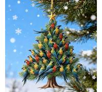 Décoration de Noël en acrylique 2D en forme de colibri, décoration de Noël en forme de colibri empilée colorée pour Noël, décoration d'intérieur en forme de colibri empilée H-ummingbird de Noël 2025