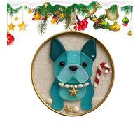 Décoration de Noël en acrylique 2D pour chien - Pendentif bouledogue amovible - Décoration de sapin de Noël - Pendentif animal pour les amoureux des chiens - Miroir intérieur - Fenêtre - Fête