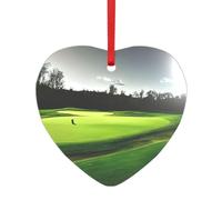 Décoration de Noël en acrylique avec cœur rond imprimé parcours de golf vert