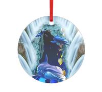 Décoration de Noël en acrylique avec motif dauphin et cœur rond