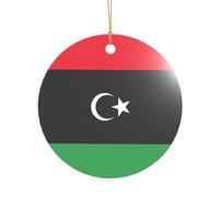 Décoration de Noël en acrylique avec motif drapeau libyen pour jeunes mariés et couples