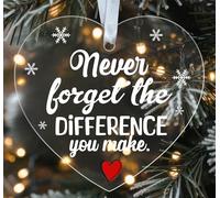 Décoration de Noël en acrylique en forme de cœur - Ne jamais oublier la différence que vous faites - Décoration de Noël en acrylique - Cadeau pour enseignants, infirmières et amis