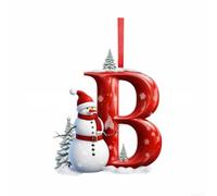 Décoration de Noël en acrylique Lettre A à Z Rouge 8 cm Nom personnalisé (B
