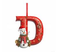 Décoration de Noël en acrylique Lettre A à Z Rouge 8 cm Nom personnalisé (D