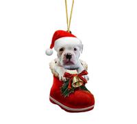 Décoration de Noël en acrylique pour chien en forme de botte de Père Noël - Ornement de Noël - Décoration de Noël OjE154 (F, taille unique)