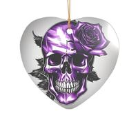 Décoration de Noël en acrylique pour jeunes mariés et couples Motif tête de mort Violet