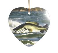 Décoration de Noël en acrylique pour jeunes mariés et couples Motif vagues de pêche au bar