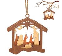 Décoration de Noël en bois - 10 cm - Chrétien en bois - Pendentif fait à la main pour arbre - Décoration de la maison, célébration de la Nativité, Accent