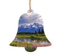 Décoration de Noël en bois à suspendre au parc national de Grand Teton - 1 sapin de Noël en forme de cloche - Artisanat de Noël - Décoration à suspendre pour le Nouvel An et les fêtes