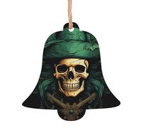 Décoration de Noël en bois à suspendre en forme de tête de mort en forme de cloche pour le Nouvel An et les fêtes