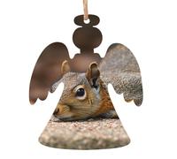 Décoration de Noël en bois à suspendre en forme d'écureuil qui vient de poser 1 sapin de Noël en forme d'ange - Décoration de Noël à suspendre pour le Nouvel An et les fêtes