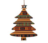 Décoration de Noël en bois avec impression de tissage africain, décorations de sapin de Noël, anges, cloches