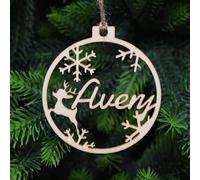 Décoration de Noël en bois avec nom personnalisé, décoration de Noël personnalisée découpée au laser, décoration de sapin de Noël personnalisée (1, 10 pièces)
