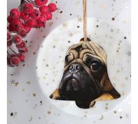 Décoration de Noël en bois pré-percée en forme de carlin cri à suspendre pour sapin de Noël, hiver, Nouvel An, vacances, maison, forme de cloche, 1