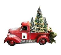 Décoration de Noël en camion rouge avec sapin de Noël lumineux - Décoration de camion rouge vintage à DEL pour centres de table - Arbre artificiel